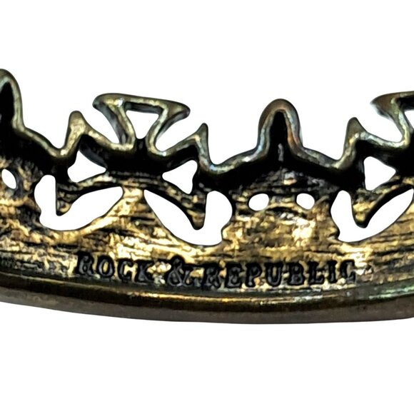 Rock & Republic Crown Bracelet with Clear Crystals Clamper Cuff Jewelry - Picture 6 of 6